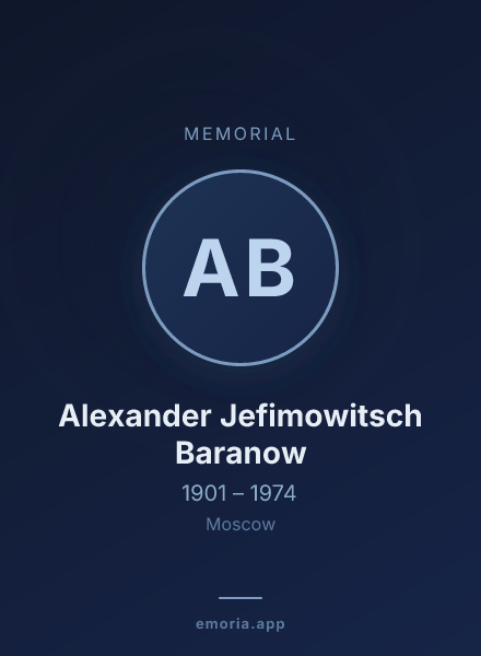 Memorial portrait of Alexander Jefimowitsch Baranow