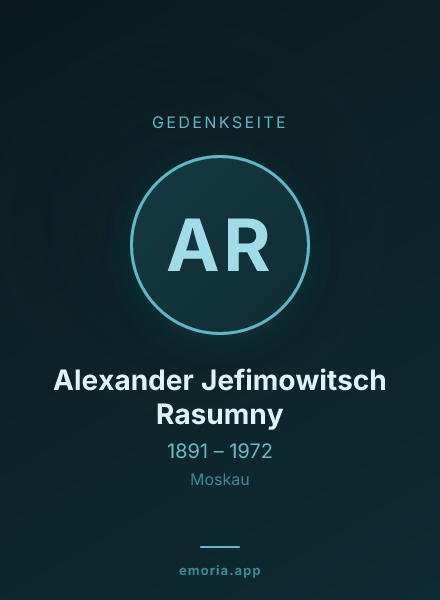 Gedenkportrait von Alexander Jefimowitsch Rasumny