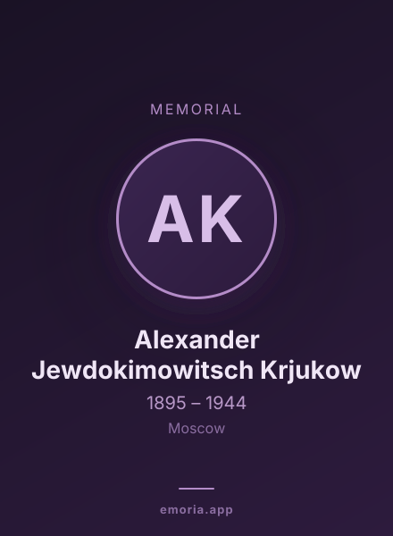 Memorial portrait of Alexander Jewdokimowitsch Krjukow