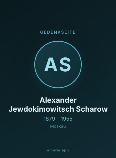 Gedenkportrait von Alexander Jewdokimowitsch Scharow