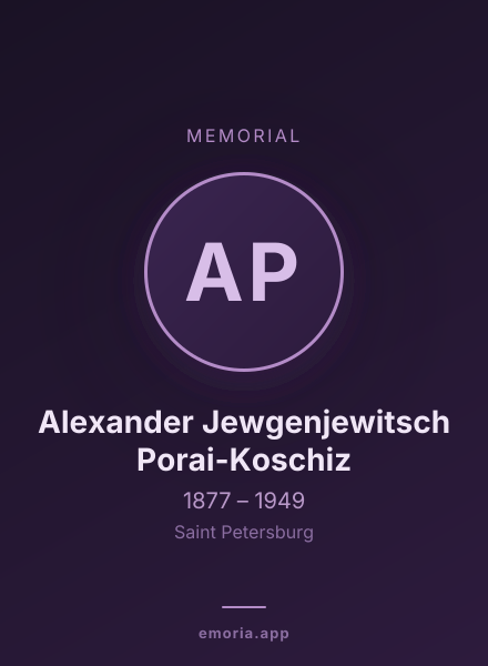 Memorial portrait of Alexander Jewgenjewitsch Porai-Koschiz