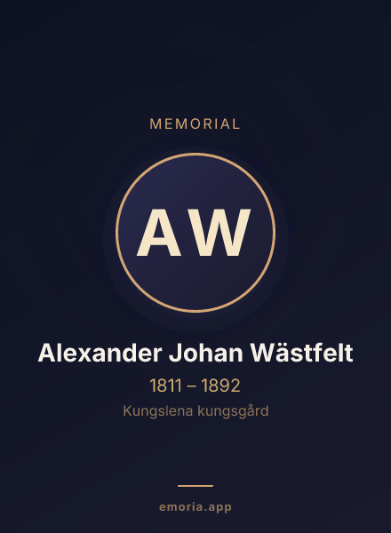 Memorial portrait of Alexander Johan Wästfelt
