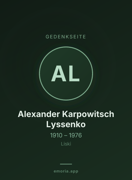 Gedenkportrait von Alexander Karpowitsch Lyssenko