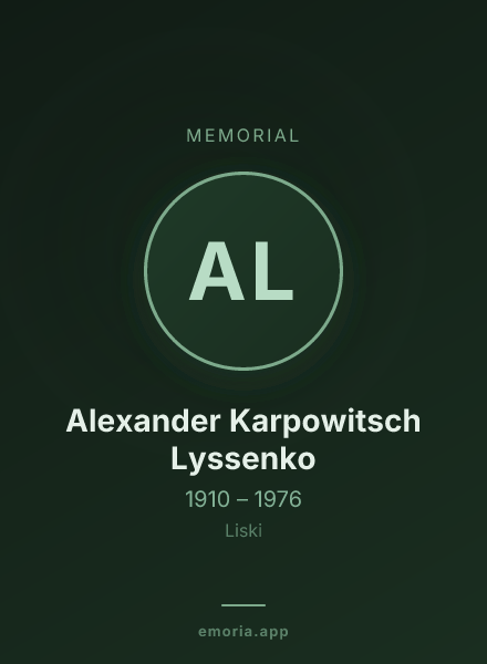 Memorial portrait of Alexander Karpowitsch Lyssenko