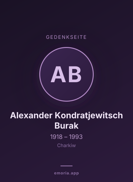 Gedenkportrait von Alexander Kondratjewitsch Burak