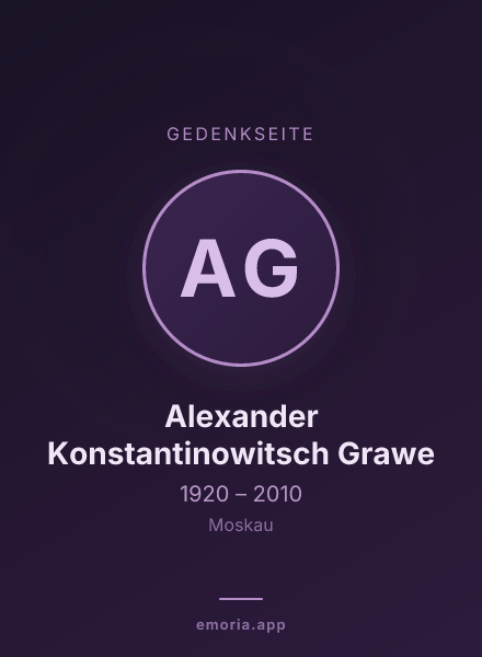 Gedenkportrait von Alexander Konstantinowitsch Grawe