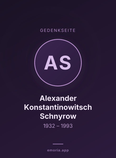 Gedenkportrait von Alexander Konstantinowitsch Schnyrow