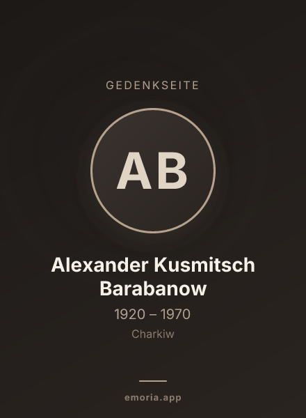 Gedenkportrait von Alexander Kusmitsch Barabanow