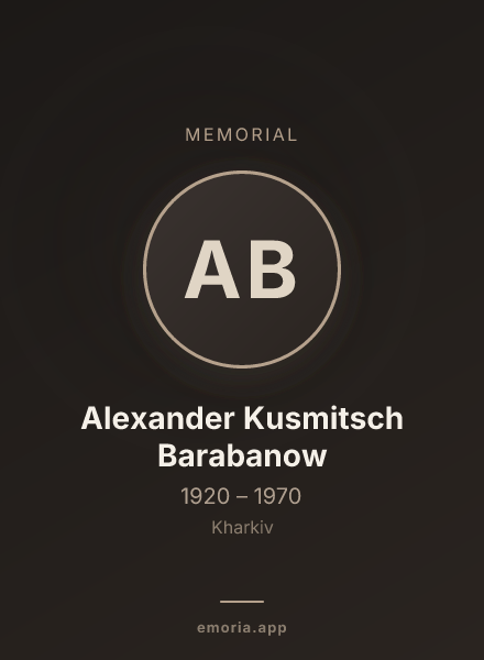 Memorial portrait of Alexander Kusmitsch Barabanow