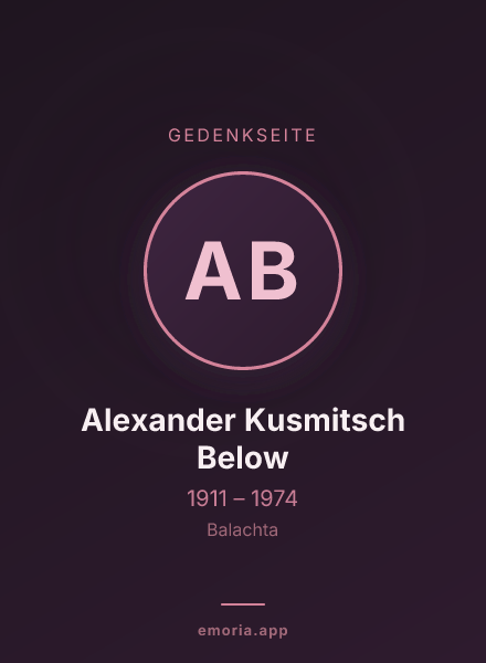 Gedenkportrait von Alexander Kusmitsch Below
