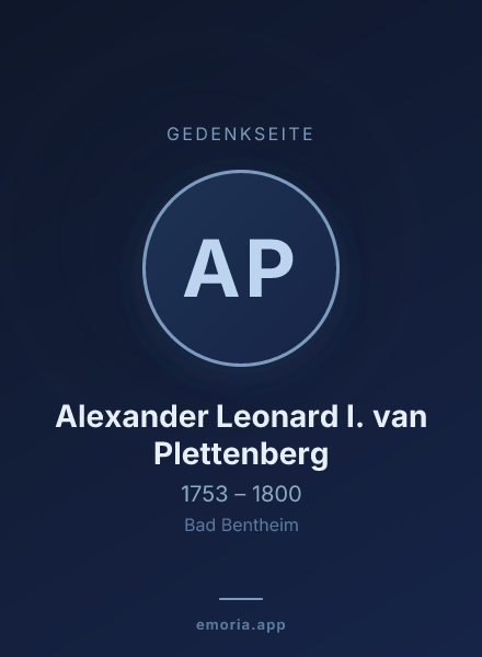 Gedenkportrait von Alexander Leonard I. van Plettenberg