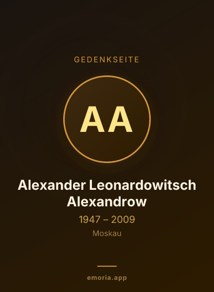 Gedenkportrait von Alexander Leonardowitsch Alexandrow