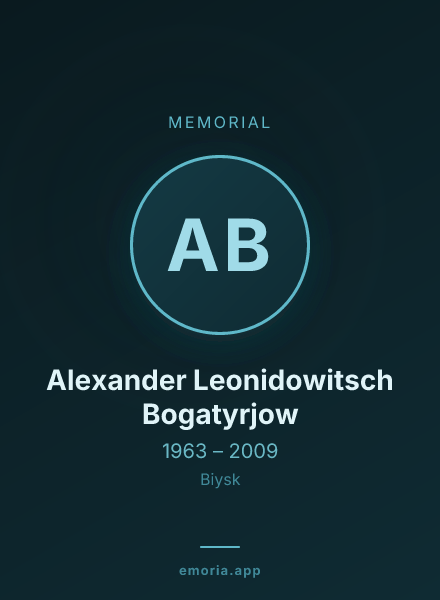 Memorial portrait of Alexander Leonidowitsch Bogatyrjow