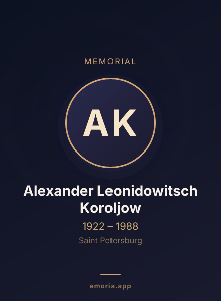 Memorial portrait of Alexander Leonidowitsch Koroljow
