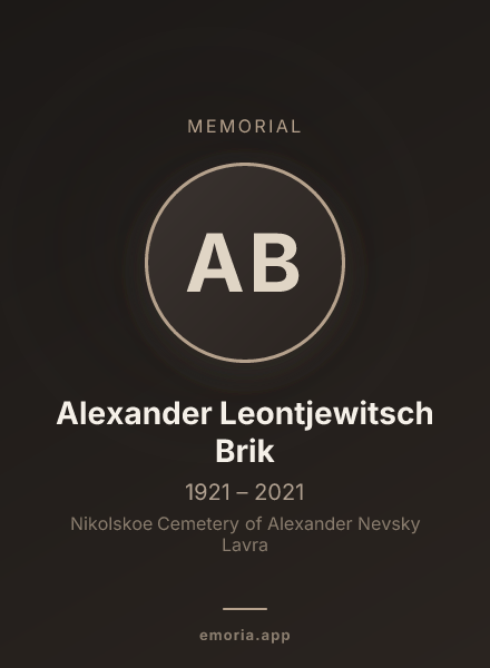 Memorial portrait of Alexander Leontjewitsch Brik