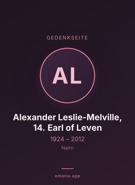 Gedenkportrait von Alexander Leslie-Melville, 14. Earl of Leven