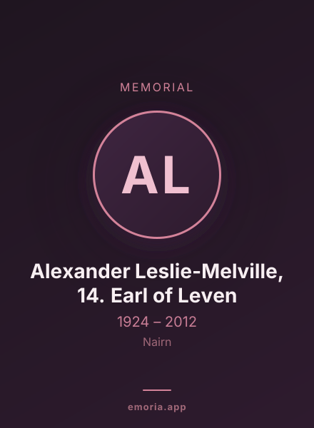 Memorial portrait of Alexander Leslie-Melville, 14. Earl of Leven