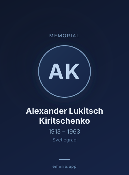 Memorial portrait of Alexander Lukitsch Kiritschenko