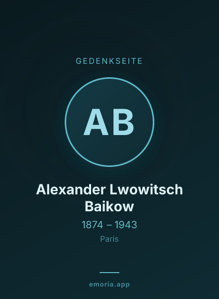 Gedenkportrait von Alexander Lwowitsch Baikow