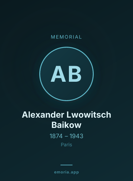 Memorial portrait of Alexander Lwowitsch Baikow