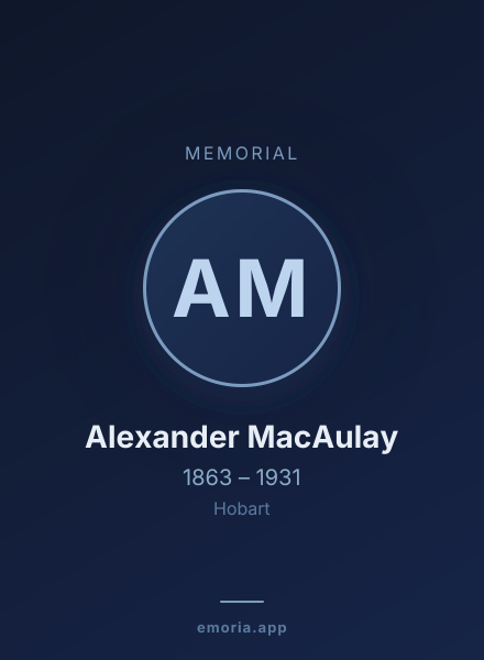 Memorial portrait of Alexander MacAulay