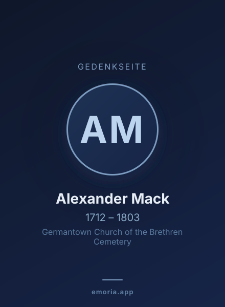 Gedenkportrait von Alexander Mack
