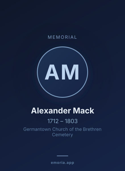 Memorial portrait of Alexander Mack