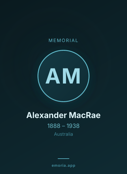 Memorial portrait of Alexander MacRae
