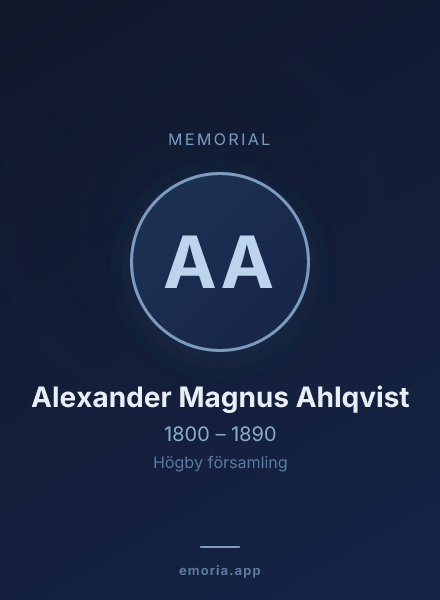 Memorial portrait of Alexander Magnus Ahlqvist