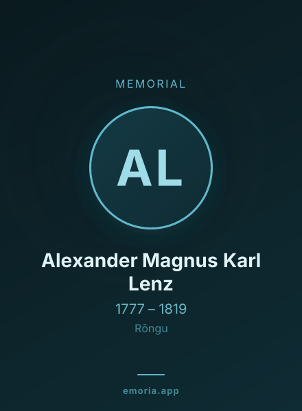 Memorial portrait of Alexander Magnus Karl Lenz