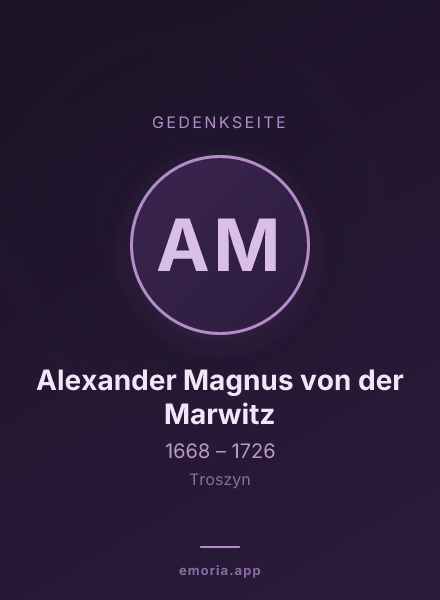 Gedenkportrait von Alexander Magnus von der Marwitz