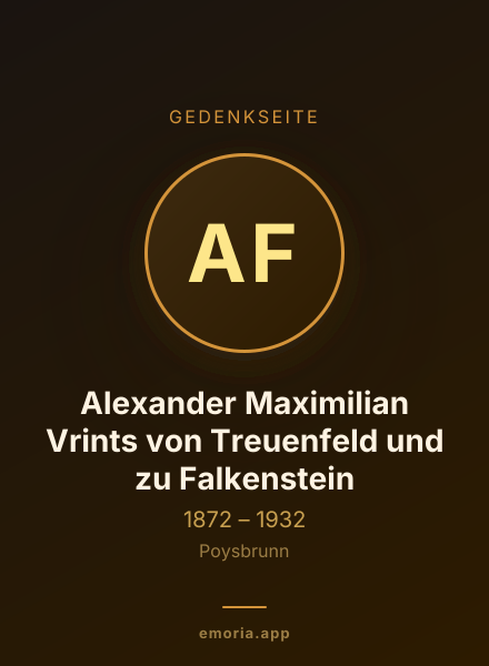 Gedenkportrait von Alexander Maximilian Vrints von Treuenfeld und zu Falkenstein