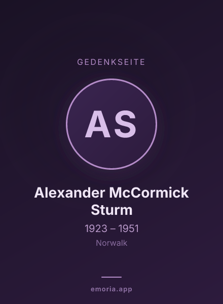Gedenkportrait von Alexander McCormick Sturm