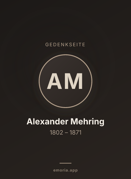 Gedenkportrait von Alexander Mehring