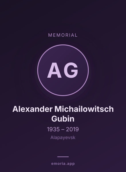 Memorial portrait of Alexander Michailowitsch Gubin