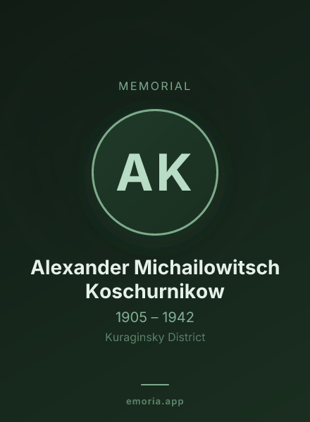 Memorial portrait of Alexander Michailowitsch Koschurnikow