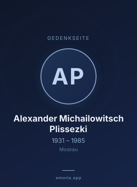 Gedenkportrait von Alexander Michailowitsch Plissezki
