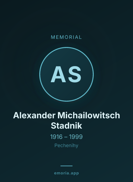 Memorial portrait of Alexander Michailowitsch Stadnik