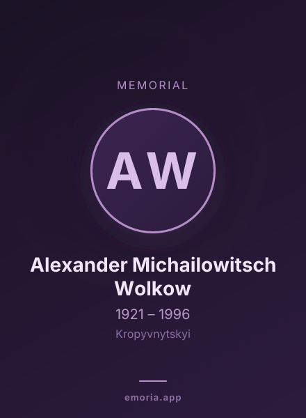 Memorial portrait of Alexander Michailowitsch Wolkow