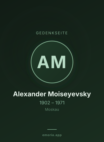 Gedenkportrait von Alexander Moiseyevsky
