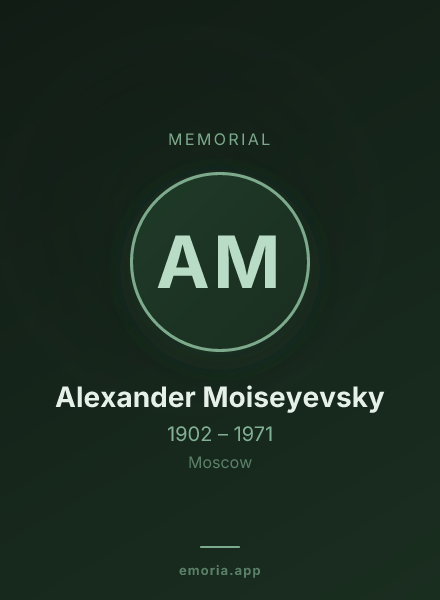 Memorial portrait of Alexander Moiseyevsky