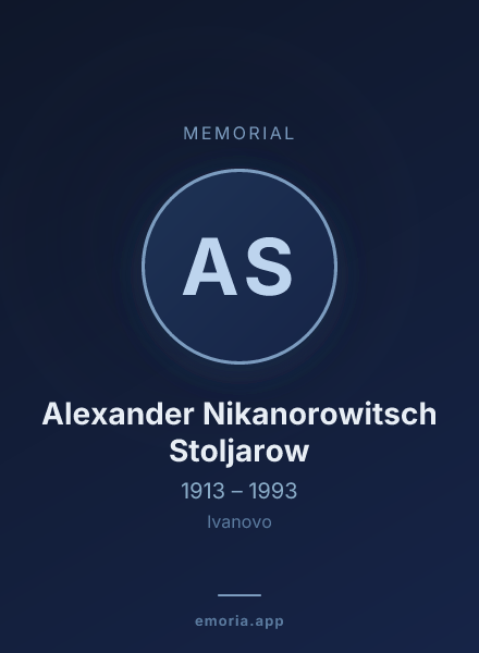 Memorial portrait of Alexander Nikanorowitsch Stoljarow