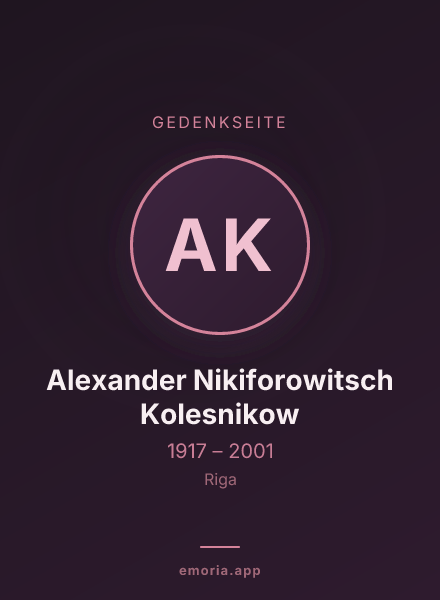Gedenkportrait von Alexander Nikiforowitsch Kolesnikow