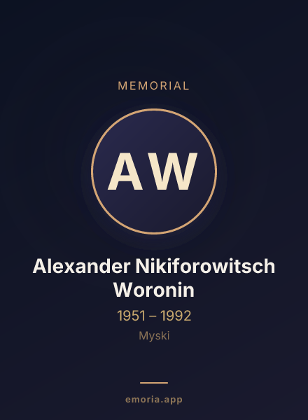 Memorial portrait of Alexander Nikiforowitsch Woronin