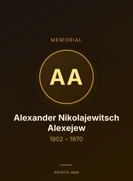 Memorial portrait of Alexander Nikolajewitsch Alexejew
