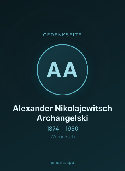 Gedenkportrait von Alexander Nikolajewitsch Archangelski