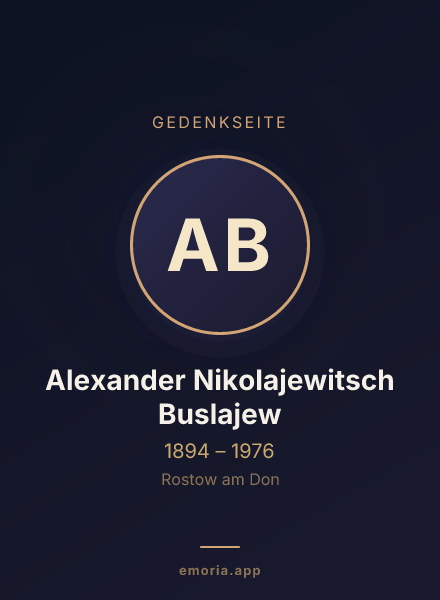 Gedenkportrait von Alexander Nikolajewitsch Buslajew