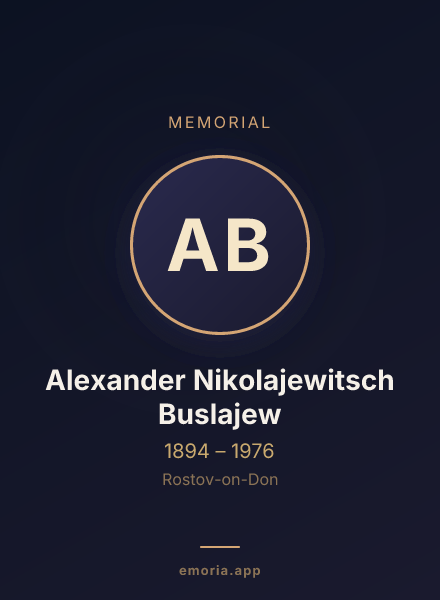 Memorial portrait of Alexander Nikolajewitsch Buslajew