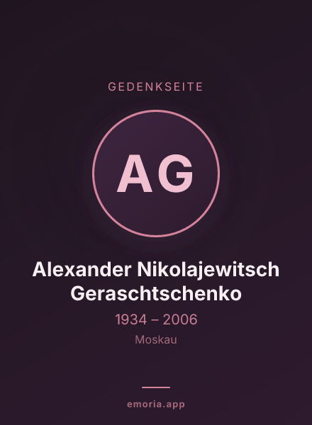 Gedenkportrait von Alexander Nikolajewitsch Geraschtschenko