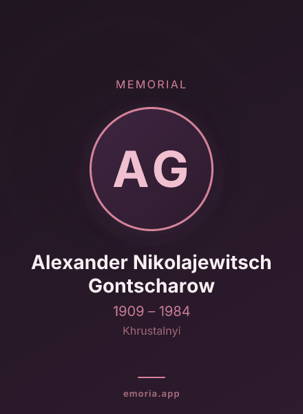 Memorial portrait of Alexander Nikolajewitsch Gontscharow